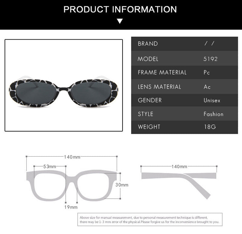 European and American Fashion Oval Frame Sunglasses Cow Color Trendy Sunglasses
