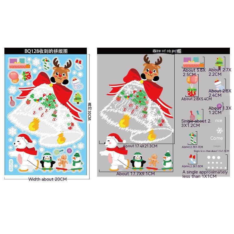 Christmas Decorations Snowman Elk Window Stickers