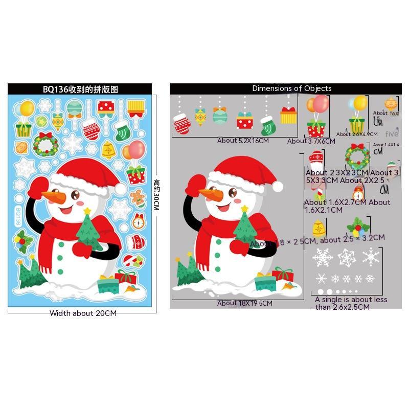 Christmas Decorations Snowman Elk Window Stickers