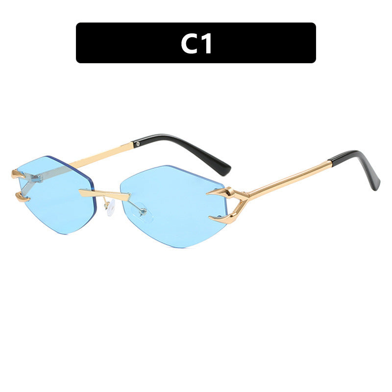 Leisure Trendy Eyewear Frameless Grapple Polygonal Sunglasses