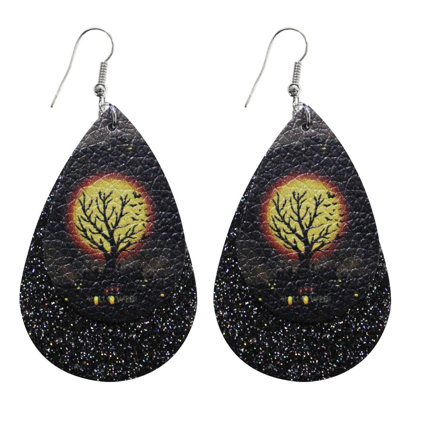 Halloween leather drop earrings