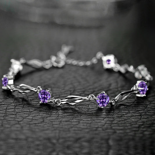 Crystal Bracelet Purple White Diamonds