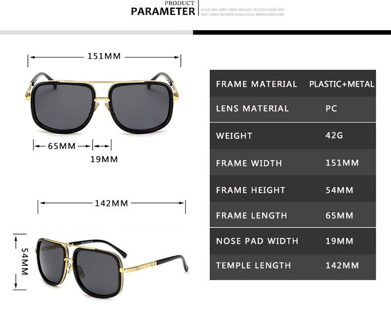 Flat Top Hot Square Sunglasses Luxury Brand Design