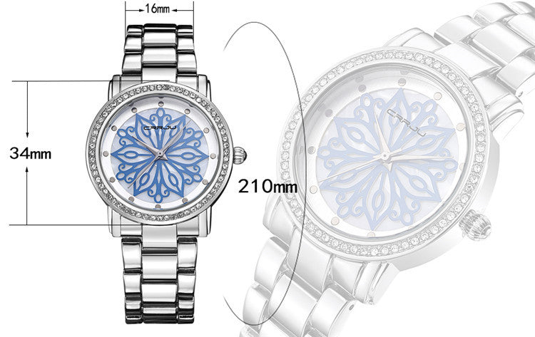 Steel Band Diamond Quartz Watch