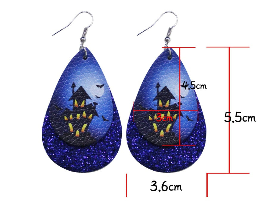 Halloween leather drop earrings