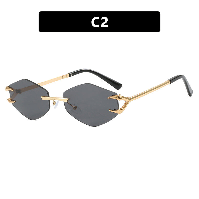 Leisure Trendy Eyewear Frameless Grapple Polygonal Sunglasses