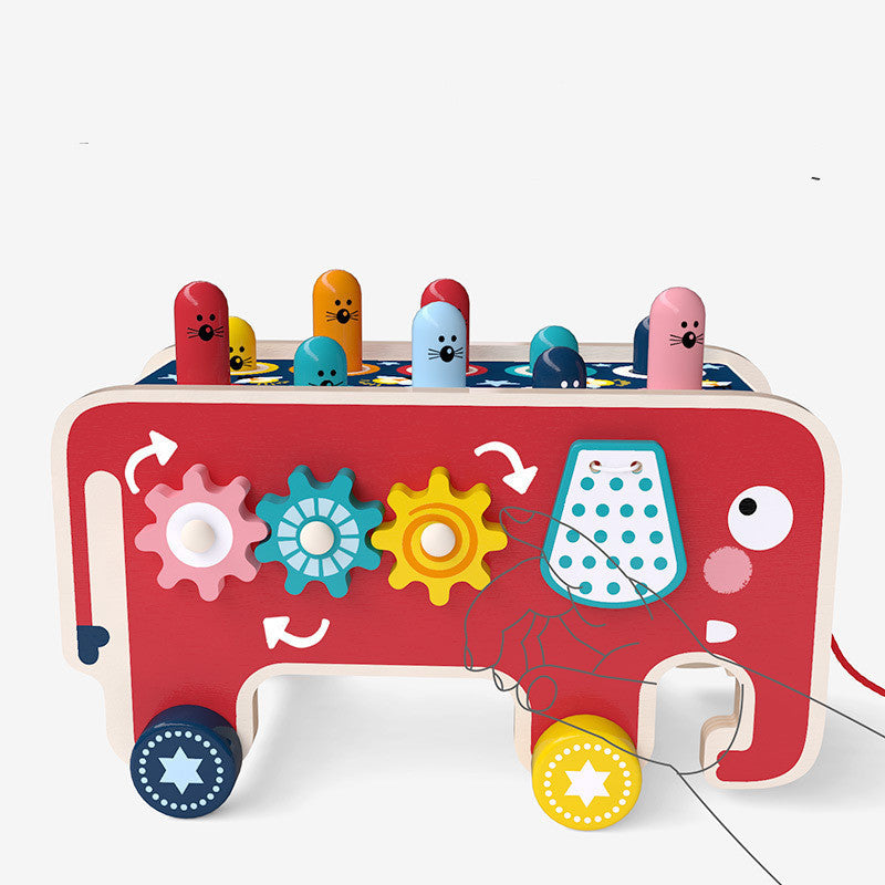 Montessori Toddlers Kids Wooden Pounding Bench Animal Bus Toys Early Educational Set Toy Musical Instrument