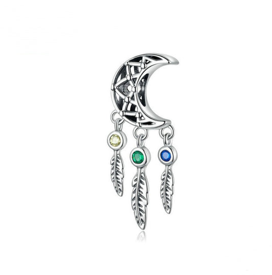 Moon Dream Catcher Silver Pendant Charm