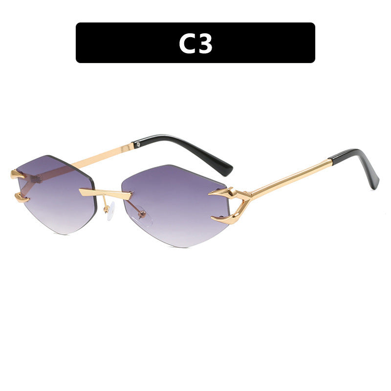 Leisure Trendy Eyewear Frameless Grapple Polygonal Sunglasses