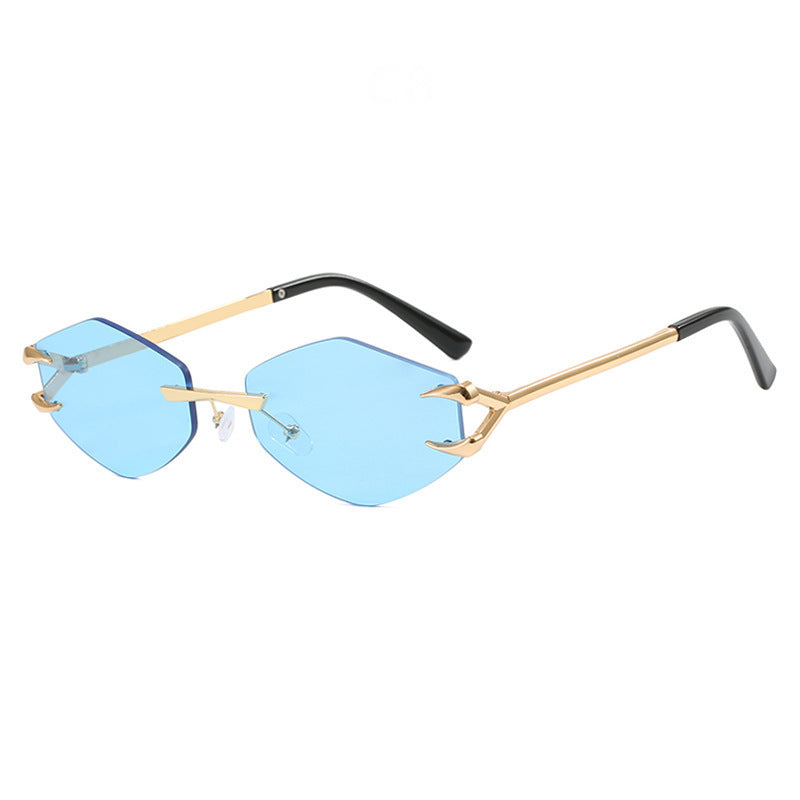 Leisure Trendy Eyewear Frameless Grapple Polygonal Sunglasses