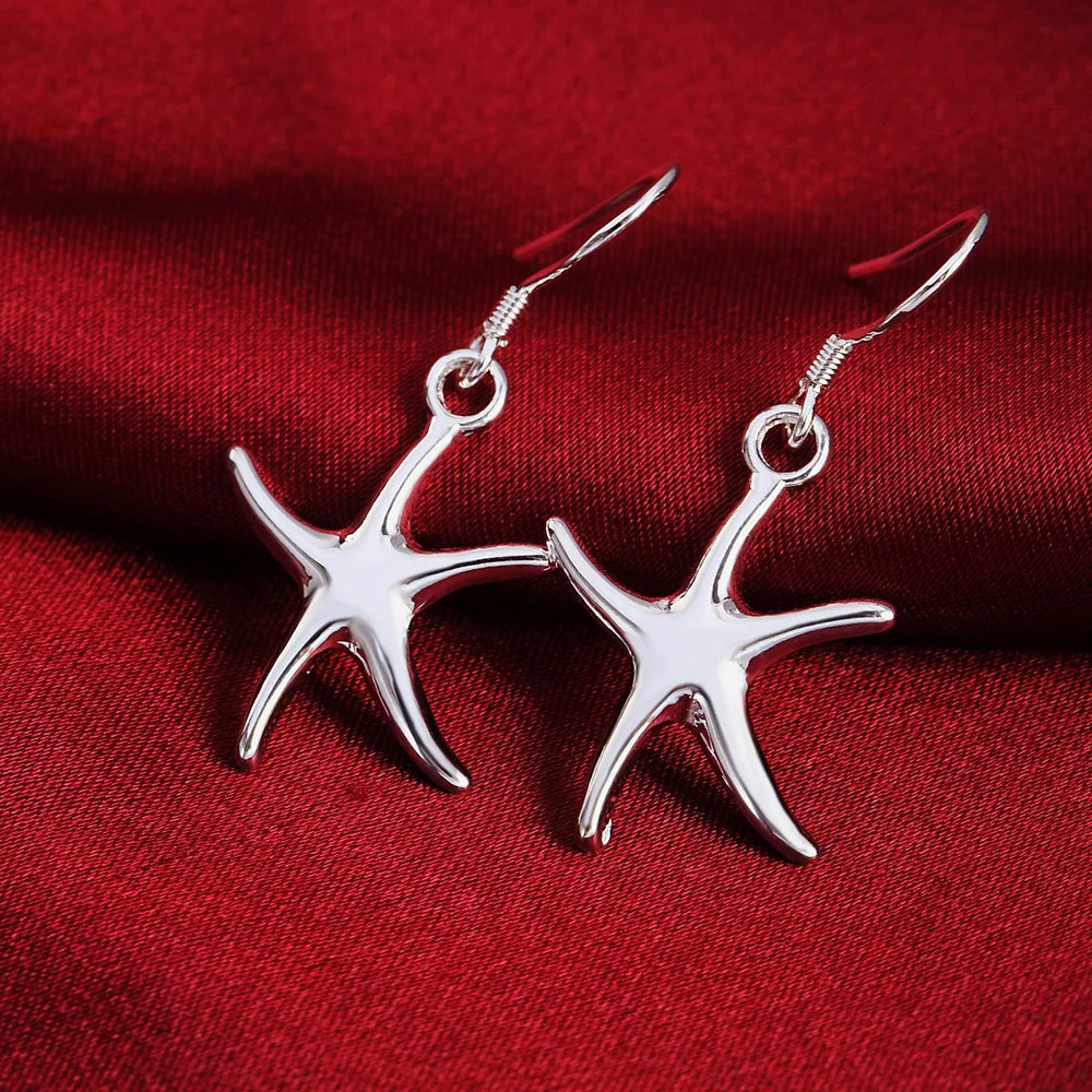 Starfish Drop Earrings Trendy Fashion Classic 925 Silver Jewelry