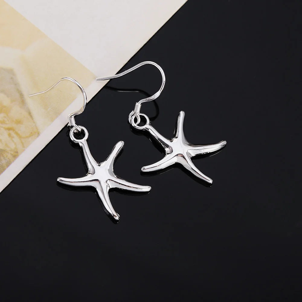 Starfish Drop Earrings Trendy Fashion Classic 925 Silver Jewelry