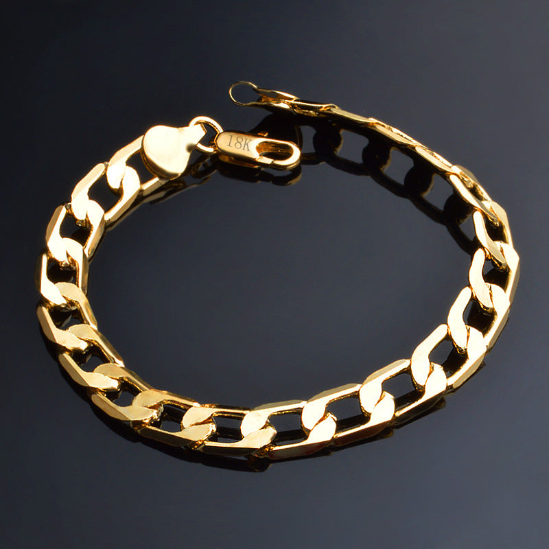 Charm 18K Gold 925 Silver Bracelets 8mm Geometry 20cm Chain Fashion Jewelry