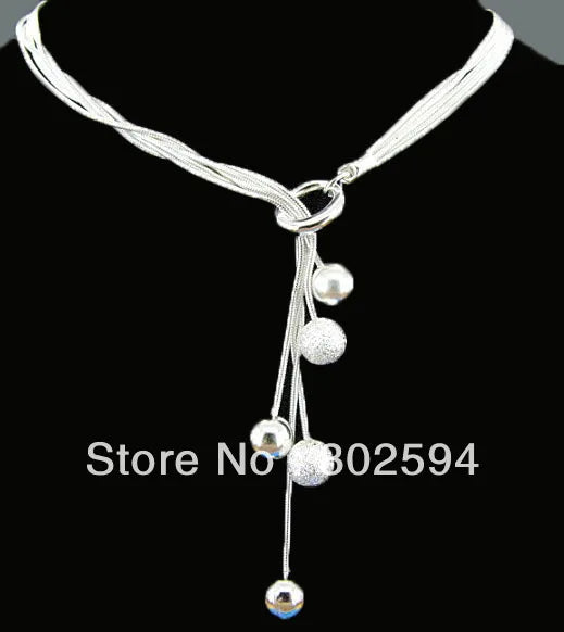 Wholesale 925 Sterling silver  Necklace 45cm for women lady men Popular fashion  jewelry charm chain beads pretty Lady