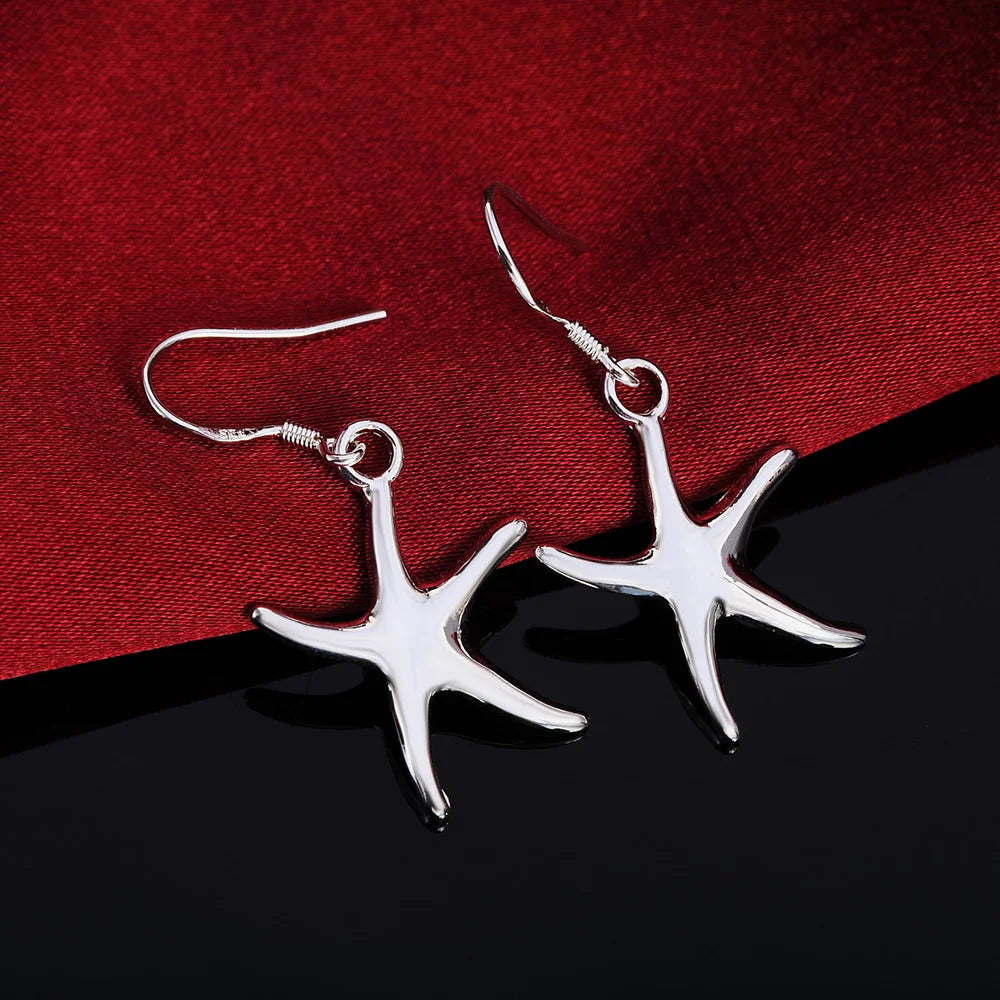 Starfish Drop Earrings Trendy Fashion Classic 925 Silver Jewelry