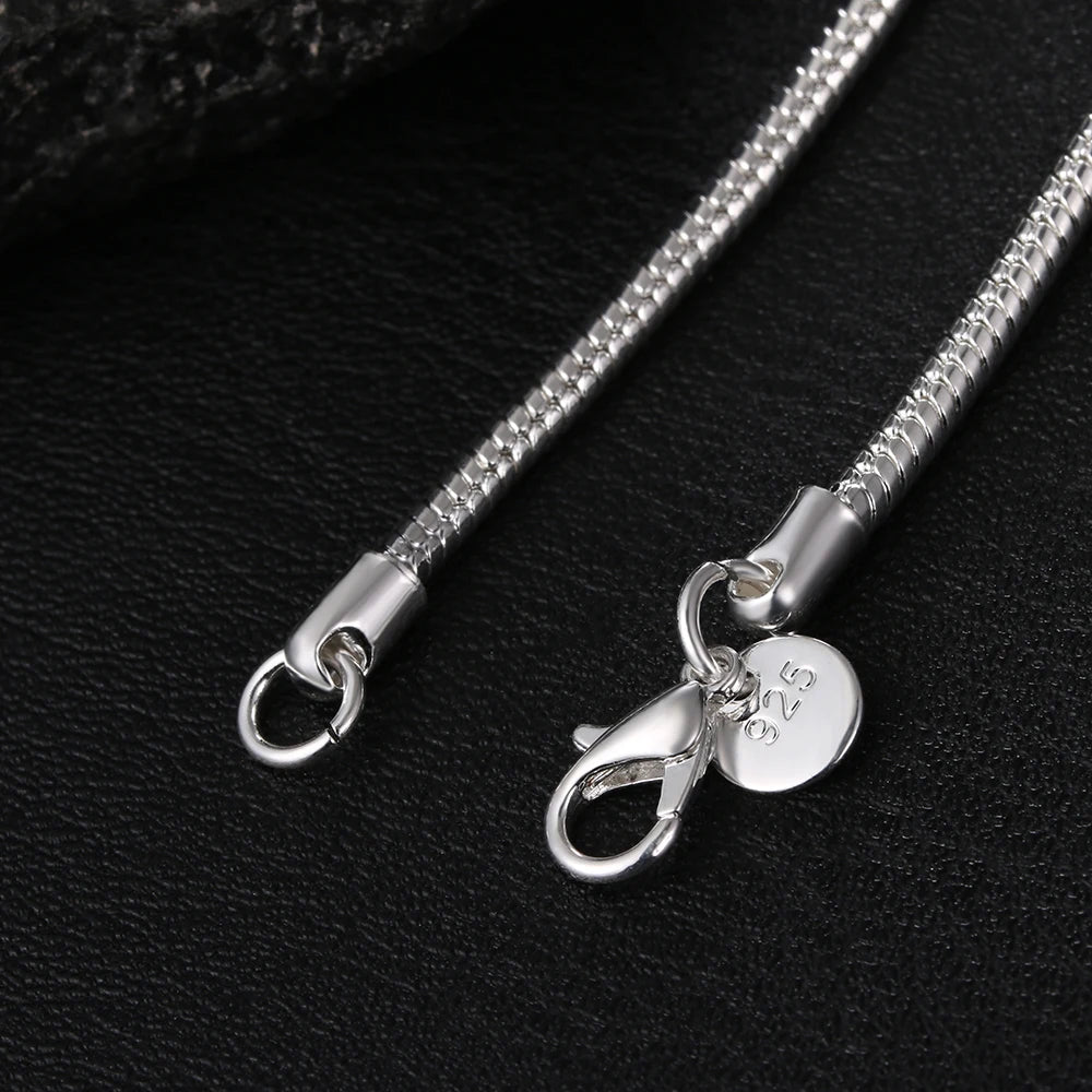 Solid Snake Chain 925 Silver Classic Necklace Fashion Jewelry