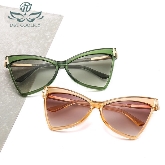 Cat Eye Sunglasses Fashion Color Lens Metal Frame Vintage Luxury Brand Designer