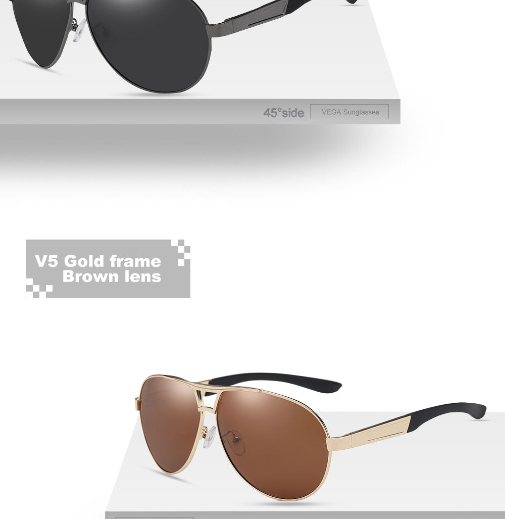 VEGA Eyewear Black Pilot Sunglasses Men Polarized With Box Polycarbonate Pilot Sun Glasses Men Aviation Sunglasses 2018 VG12