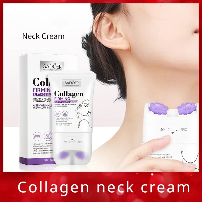 Roller Neck Cream Smooth Wrinkle Tightening Essence Neck Brighten Moisturizing Shape Firming Cream Face Beauty Skin Care Product