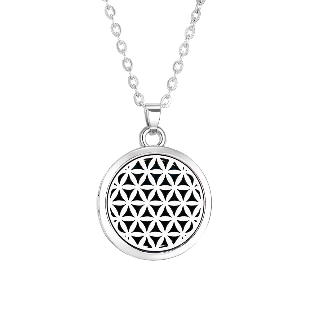 Tree of Life Aromatherapy Necklace Perfume Essential Oil Diffuser Alloy Stainless Steel  Locket Pendant Aroma Diffuser Necklace