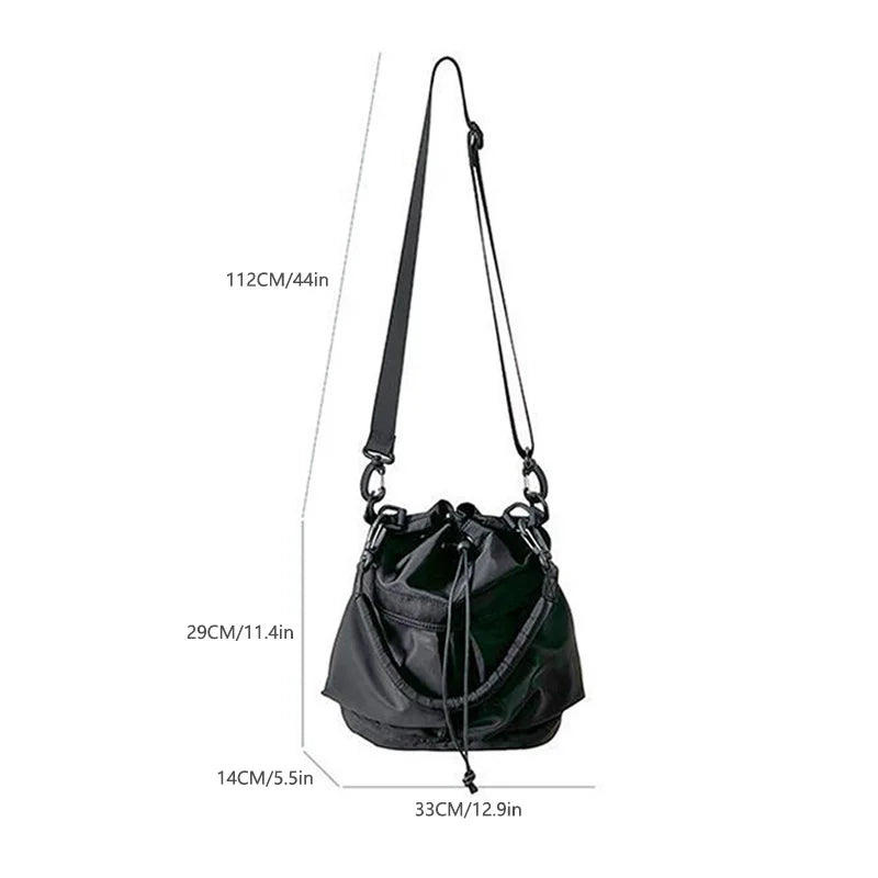 Shoulder Casual Crossbody Bags Drawstring Nylon Handbags