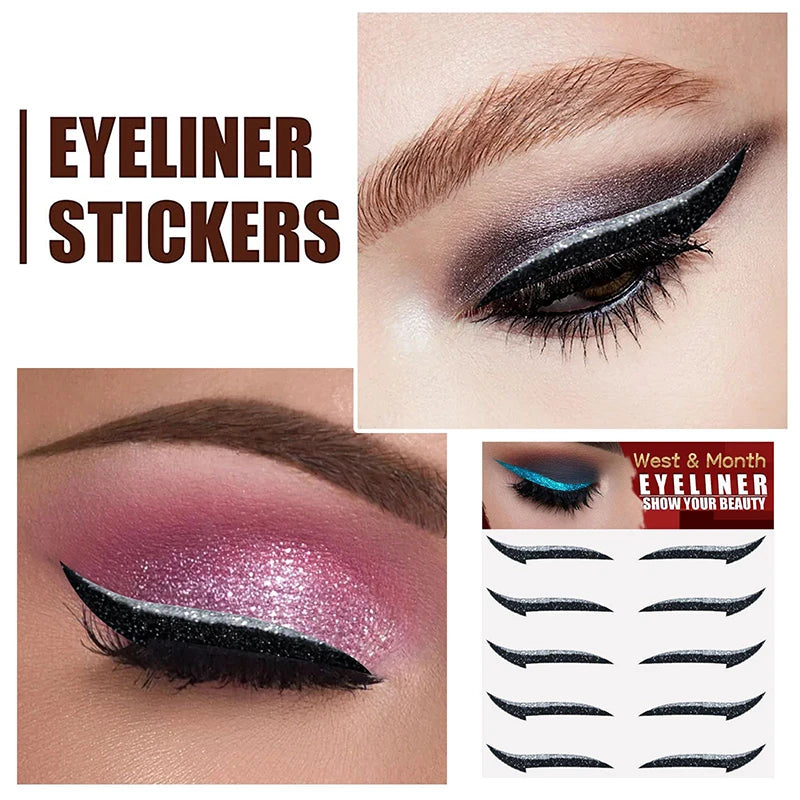 Waterproof Double Eyelid Line Stickers Glitter Eyeliner Sticker Set Reusable Eye Makeup Self-adhesive Sticker Beauty Accessories