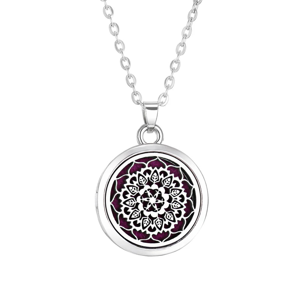 Tree of Life Aromatherapy Necklace Perfume Essential Oil Diffuser Alloy Stainless Steel  Locket Pendant Aroma Diffuser Necklace