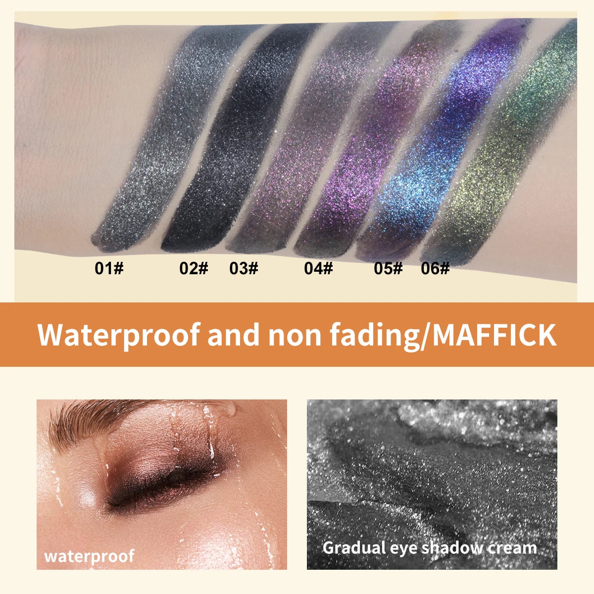 Single Color Eyeshadow Colorful Shiny Highlight Waterproof Eye Makeup