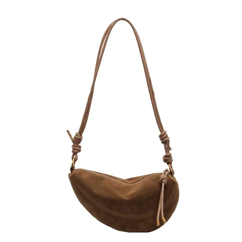 Faux Suede Niche Suede Shoulder Bag Underarm Dumpling Retro Crossbody Bag