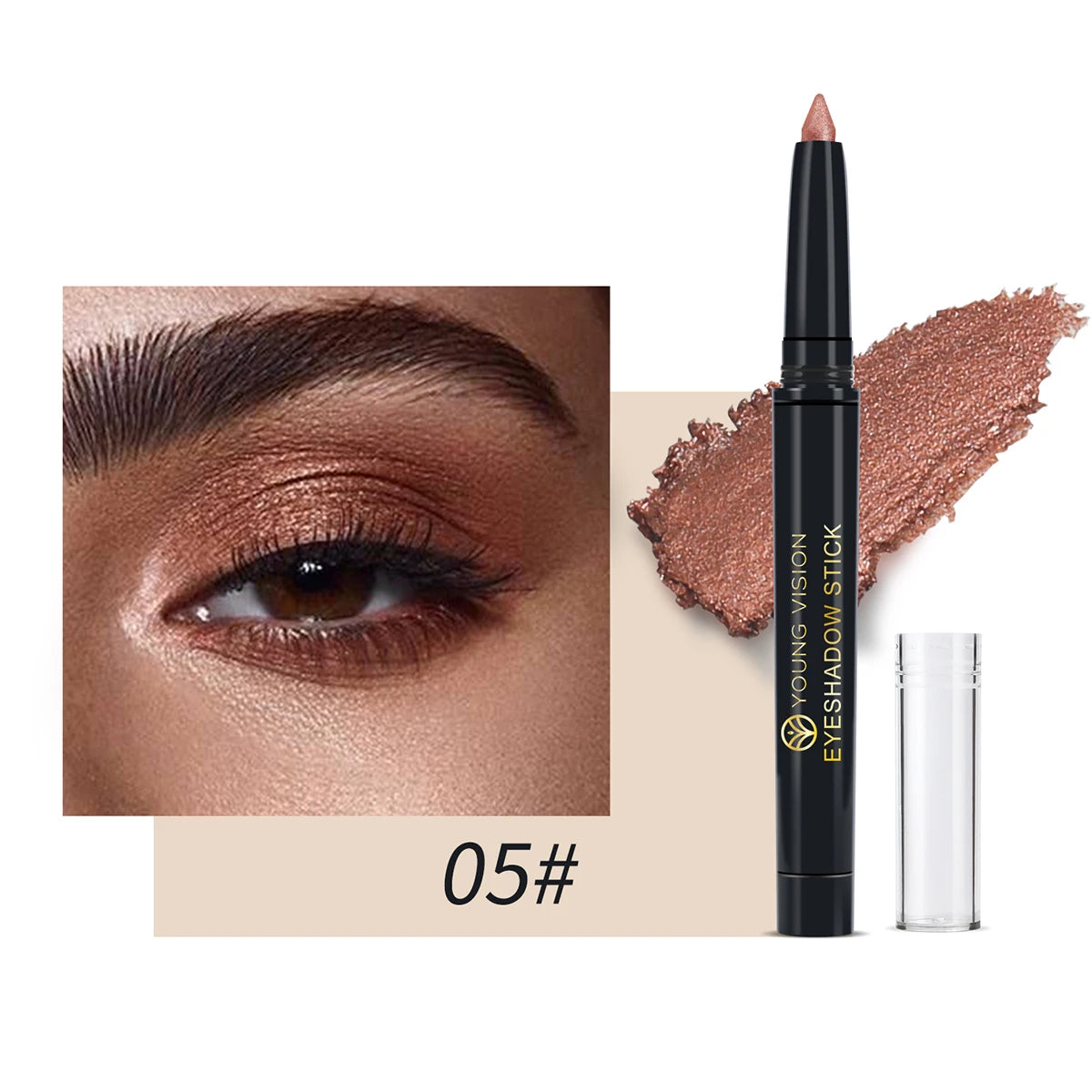 YOUNG VISION 12 Color Eyeshadow Stick Waterproof Long-lasting Pearl Shimmer cream formula easy to color fine and smooth