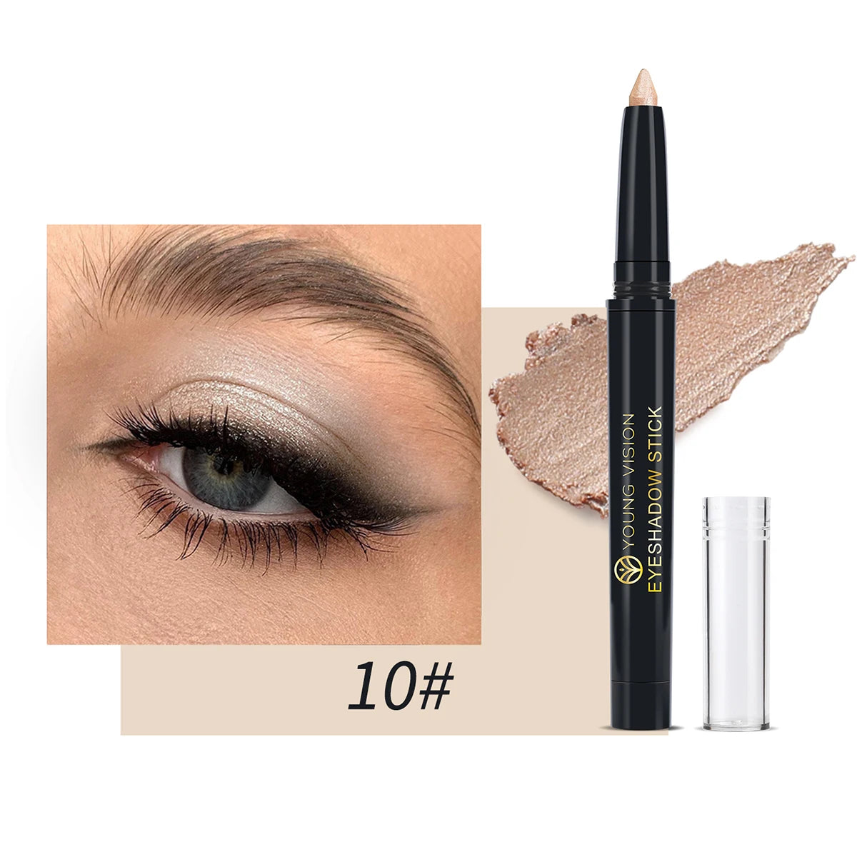 YOUNG VISION 12 Color Eyeshadow Stick Waterproof Long-lasting Pearl Shimmer cream formula easy to color fine and smooth