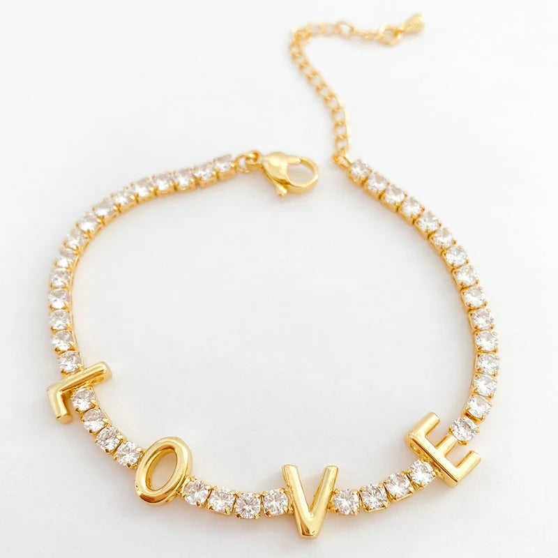 Charm Fashion Bracelets with Lobster Shiny Bling 18K Gold Plated Jewelry