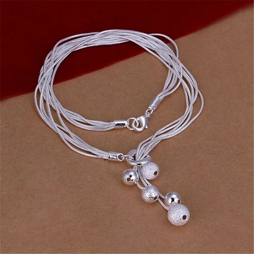 Wholesale 925 Sterling silver  Necklace 45cm for women lady men Popular fashion  jewelry charm chain beads pretty Lady