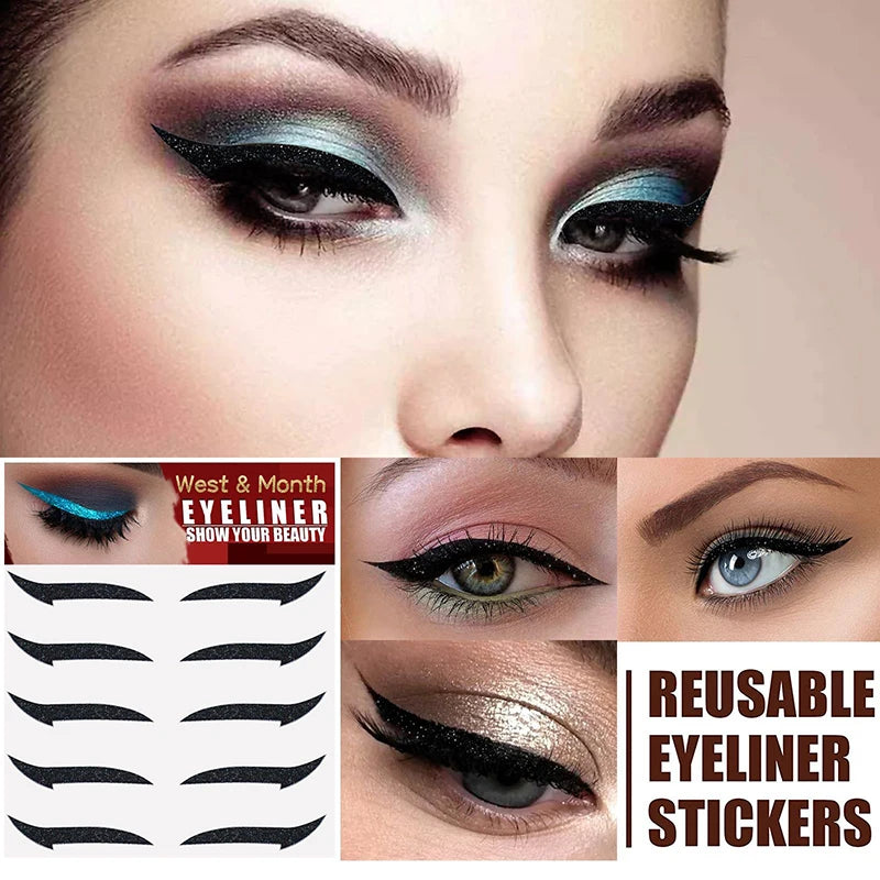 Waterproof Double Eyelid Line Stickers Glitter Eyeliner Sticker Set Reusable Eye Makeup Self-adhesive Sticker Beauty Accessories