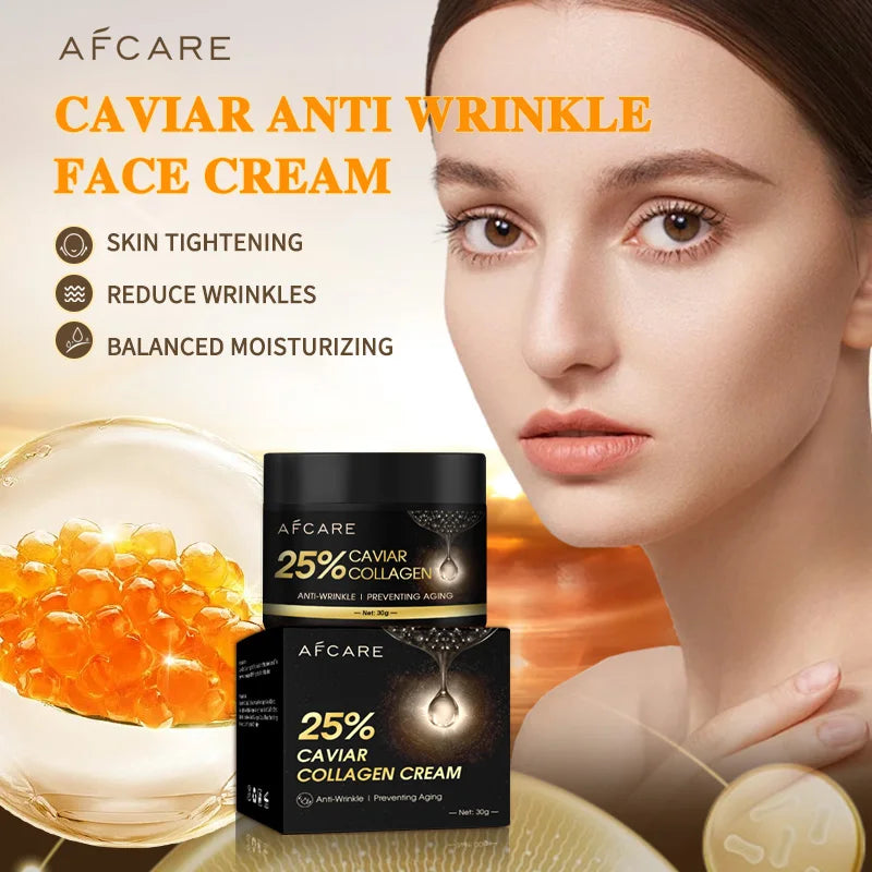 Hydrating Face Cream Caviar Collagen Anti-wrinkle Skincare With Eye Mask