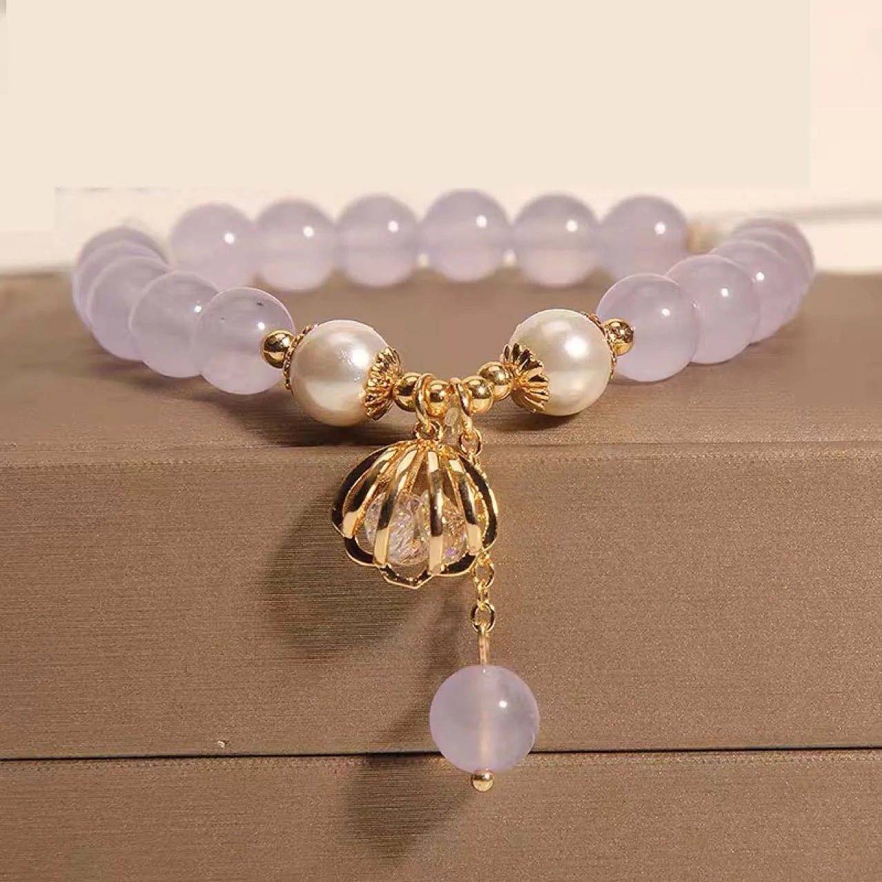 Natural Crystal Stone Ball Strand Bracelets Dopamine Crystal Beaded Wristlet