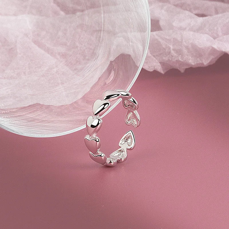 New Silver 925 Ring Stackable Infinite Heart Daisy Flower for Women Original Silver 925 Rings Brand Jewelry Gift 33553