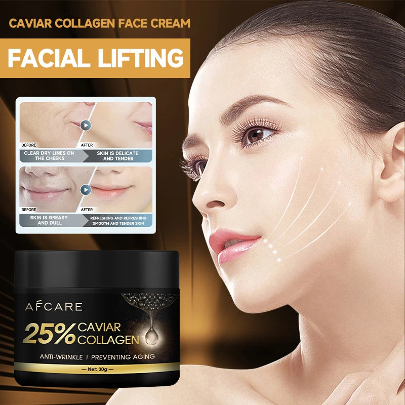 Hydrating Face Cream Caviar Collagen Anti-wrinkle Skincare With Eye Mask