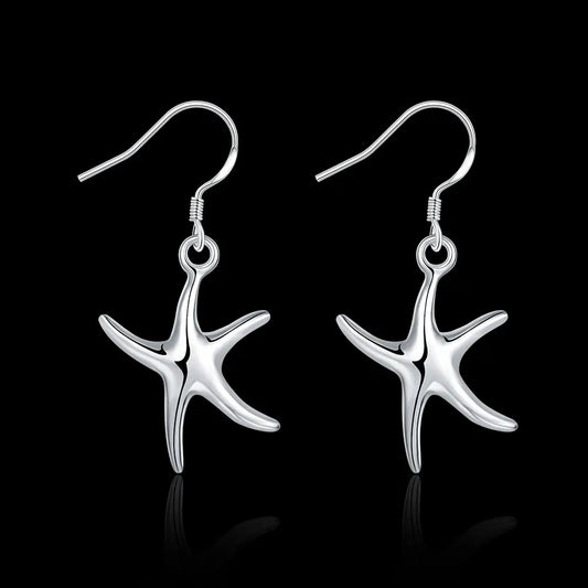 Starfish Drop Earrings Trendy Fashion Classic 925 Silver Jewelry