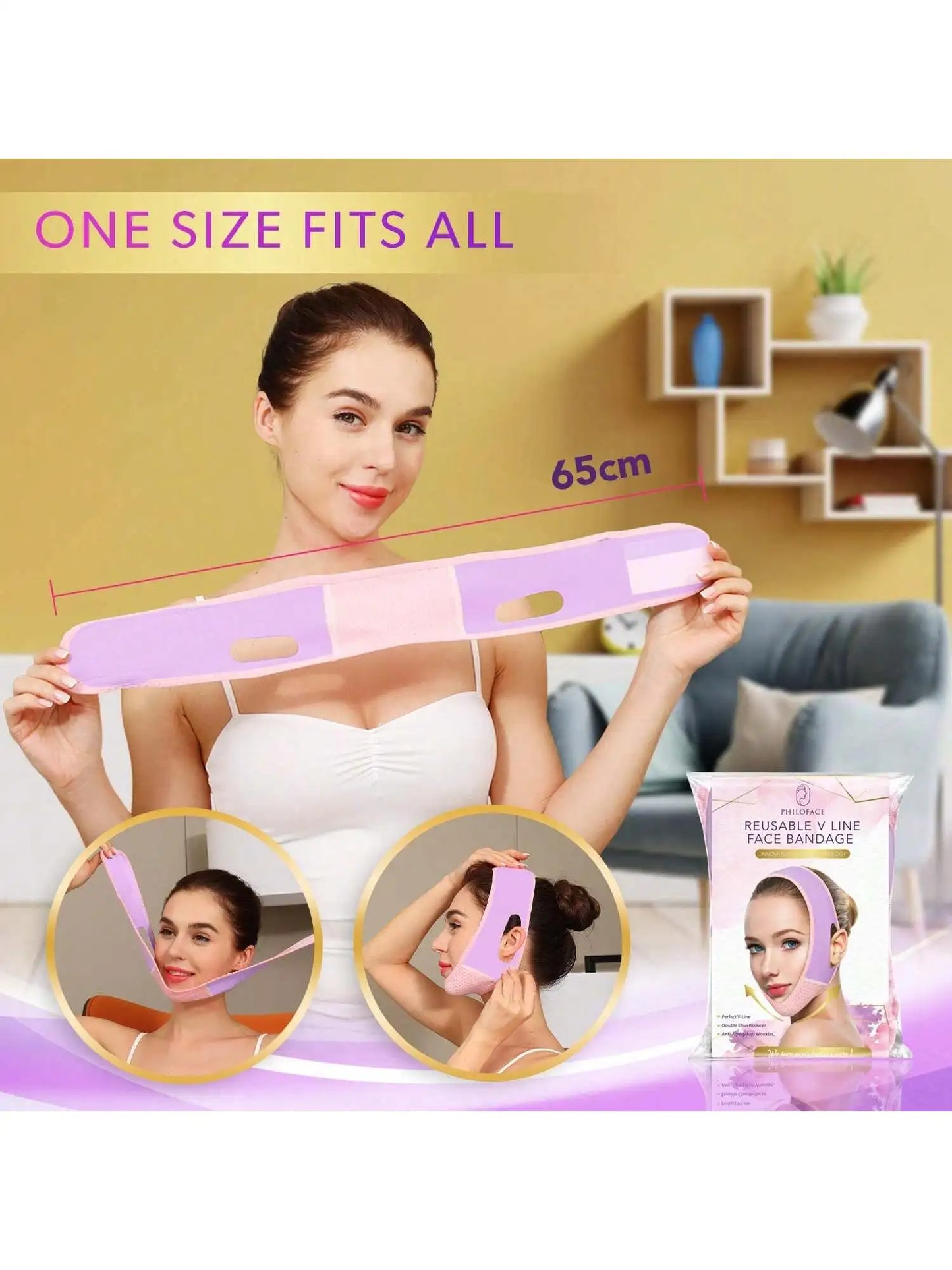 Reusable Double Chin Reducer, V-shaped Slimming Mask, Facial Tightening, Chin Lift, Face Slimming Band