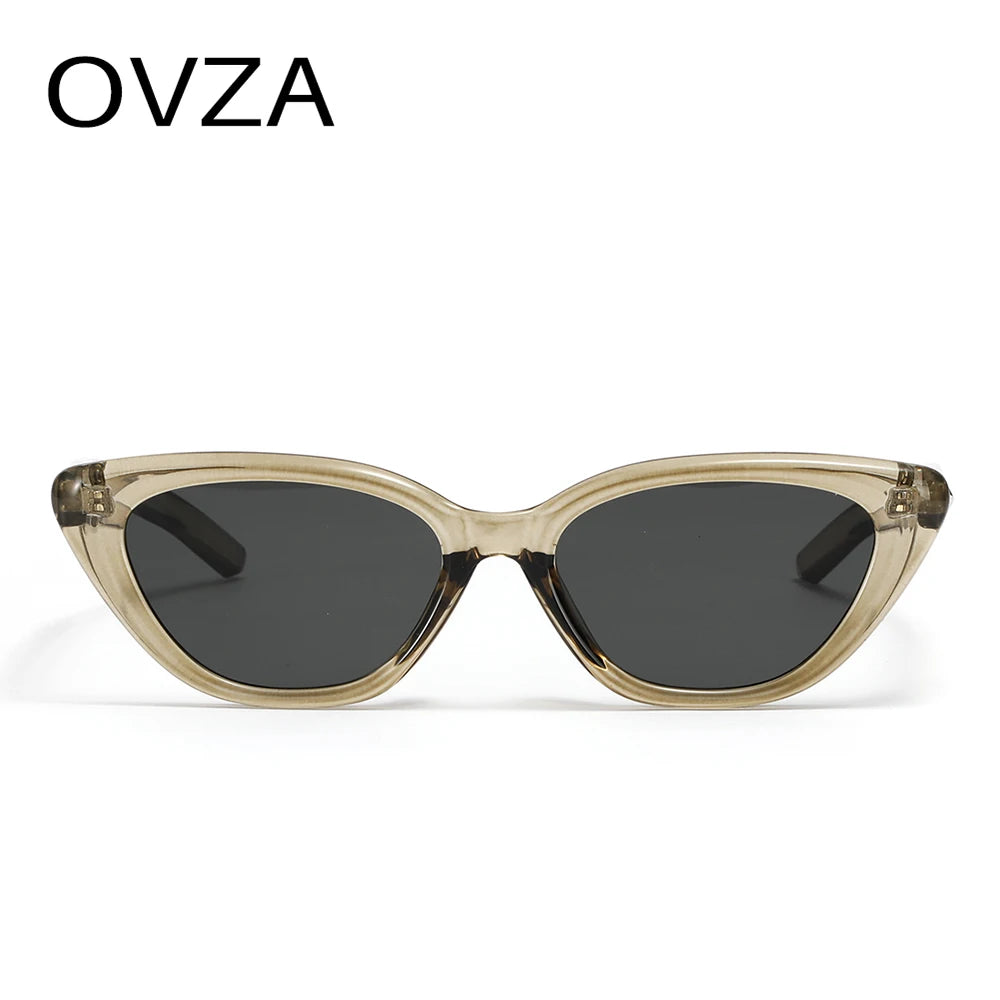 OVZA Retro Cat Eye Womens Sunglasses Brand Designer Vintage Mens Eyeglasses Narrow Frame Anti-UV Lens S1072