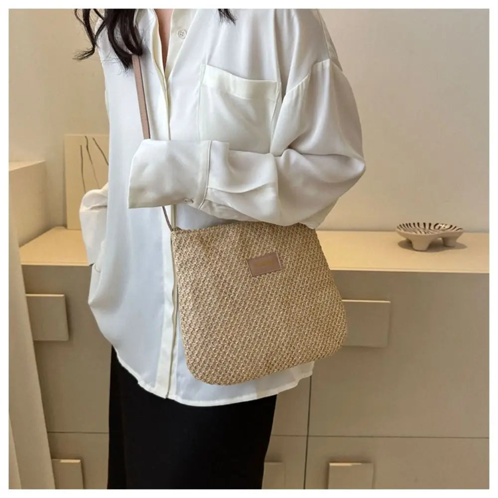 Summer Fashion Straw Crossbody Bag Woven Shoulder Handbag Purse