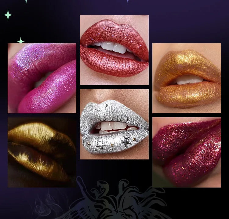 Diamond Glitter Lipstick Waterproof Moisturizing Long-lasting Metallic Lip Gloss