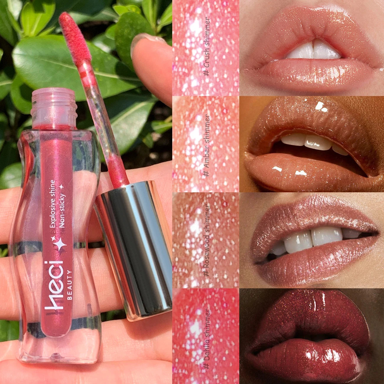 Sparkling Glitter Lip Gloss Plumping Mirror Lip Gloss Shimmer Moisturizing Lasting Water Light Lip Tint Stain For Autumn&Winter