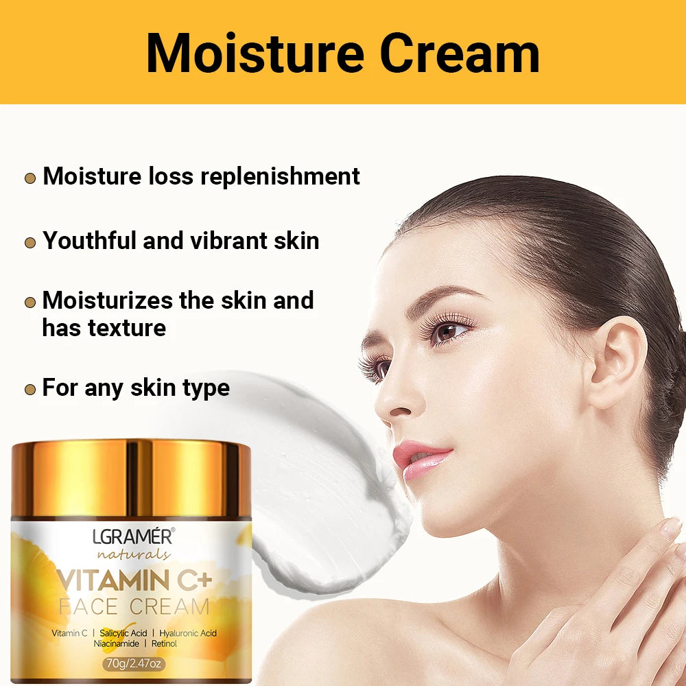 Vitamin C Face Cream Retinol Smooth Wrinkle Moisturizing Firming Hyaluronic Lightening Repairing Smooth Skincare Whitening Cream