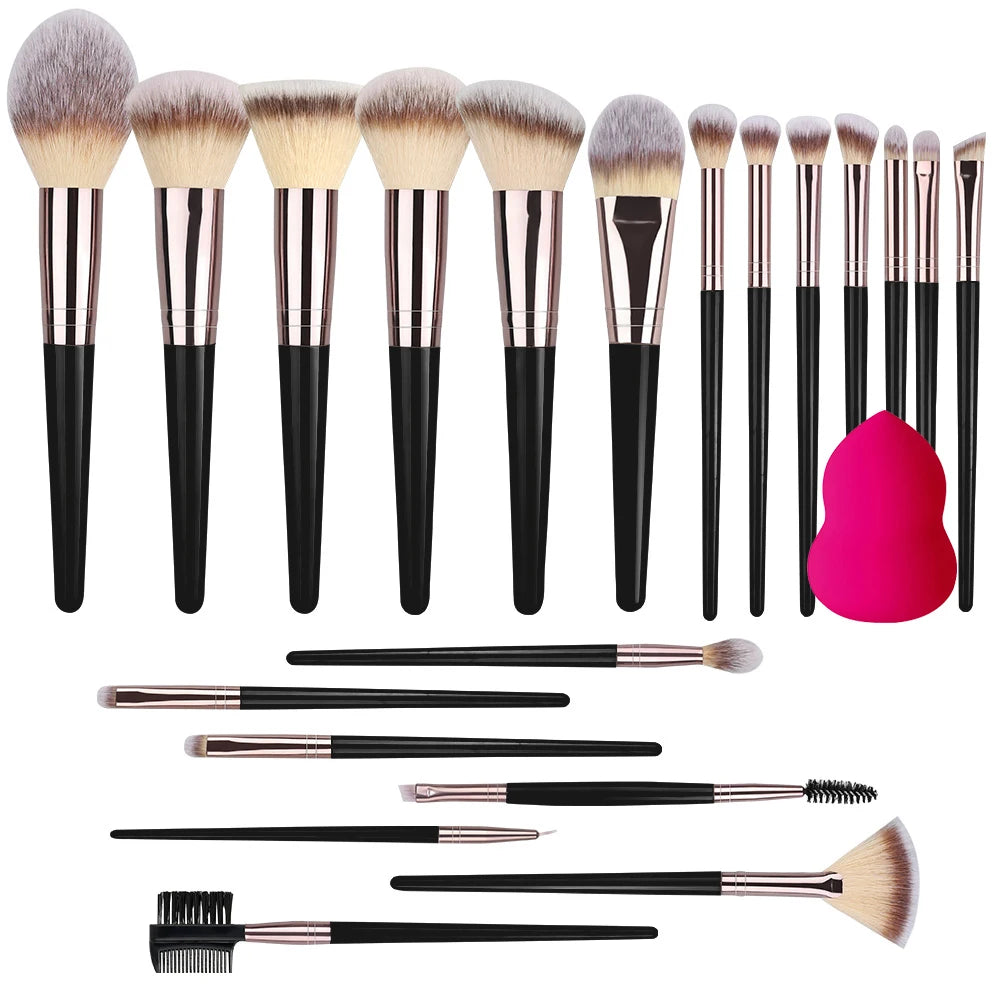 Face Makeup Brush Set Premium Synthetic Foundation Powder Concealer Eyeshadow Blush Makeup Sponge