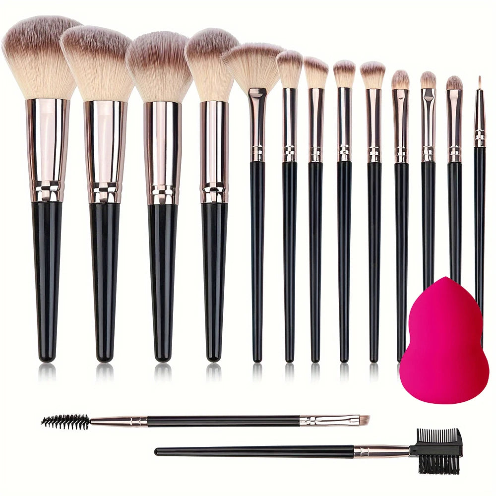 Face Makeup Brush Set Premium Synthetic Foundation Powder Concealer Eyeshadow Blush Makeup Sponge