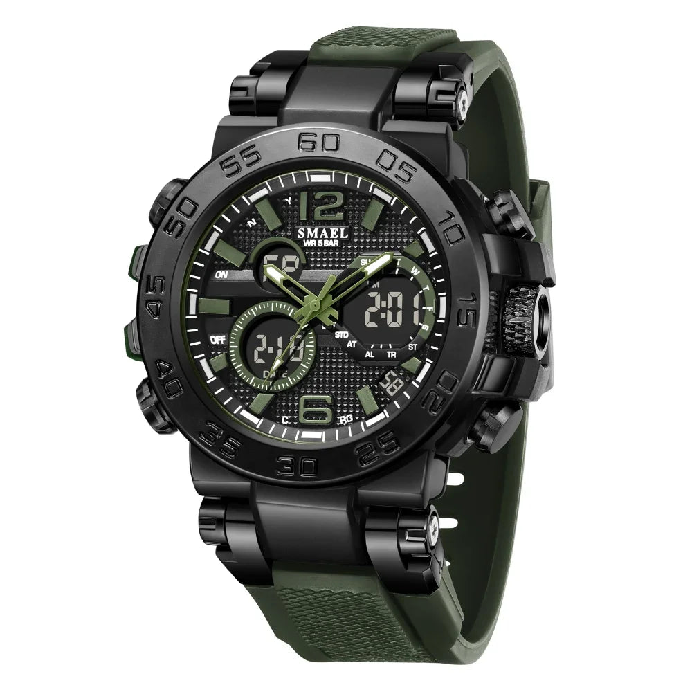 SMAEL Colorful Alloy Case Men's Outdoor Sports Multifunctional Watch Digital Waterproof Night Glow Wristwatches Men Stopwatch