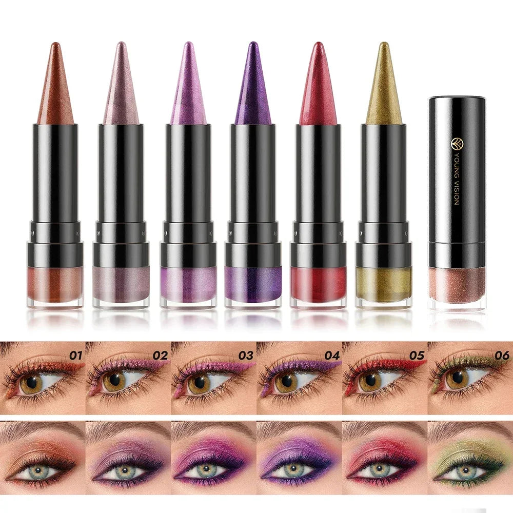 Pointed Glitter Lipstick Nude Purple Moisturize Diamond Metallic Lip Liner Pencil Outline Contouring Gradient Eyeshadow Cosmetic