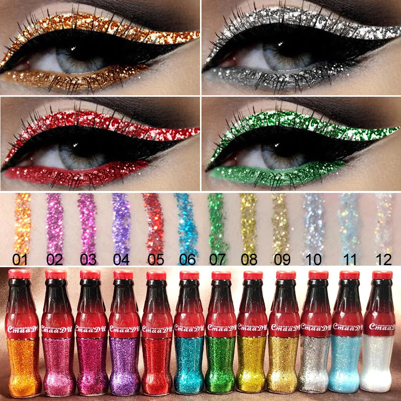 Waterproof Glitter Eyeliner and Eyeshadow Stick Set - Vibrant, Long-Lasting Colors for Flawless Eye Makeup, Ideal for Parties an